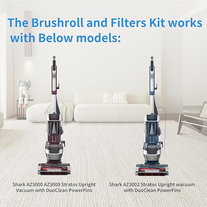 Brushroll & Foam Felt Filters Replacement Compatible with Shark Stratos Upright Vacuum with DuoClean PowerFins AZ3002 & AZ3000W AZ3000 - AquaVibe