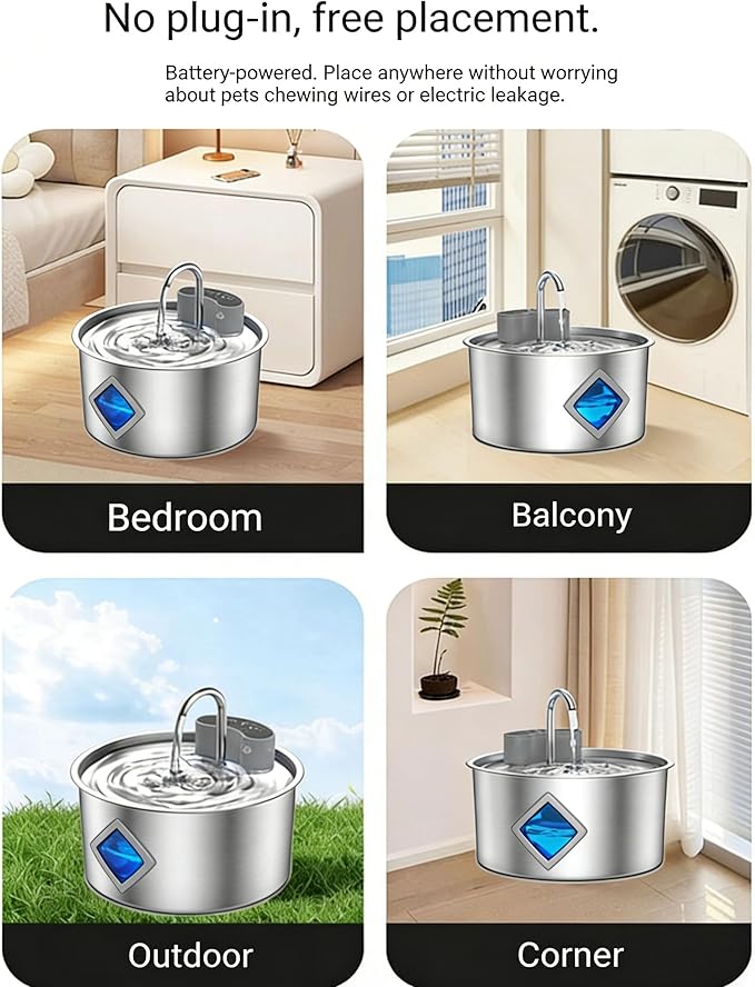 Vetiflow-Vetiflow Dog Water Bowl Filtered, 2026 New Wireless, Vetiflow Dog Bowl with Automatic Water Dispensing (Via Sensor), Quiet Pump, Fresh Drinking Fountain for Dogs Cats (+10+6 Filter)