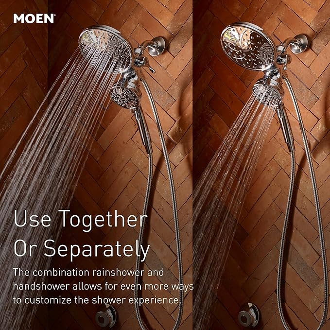 Moen Engage Matte Black 2.5 GPM Handheld Showerhead and Rain Shower 2-in-1 Combo Featuring Magnetic Docking System and Metal Hose, 26009BL