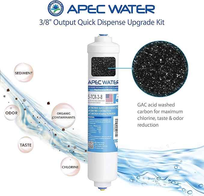 APEC Water Systems 3/8" Output Quicker Dispense Upgrade Kit for Under Sink Reverse Osmosis Water Filter System