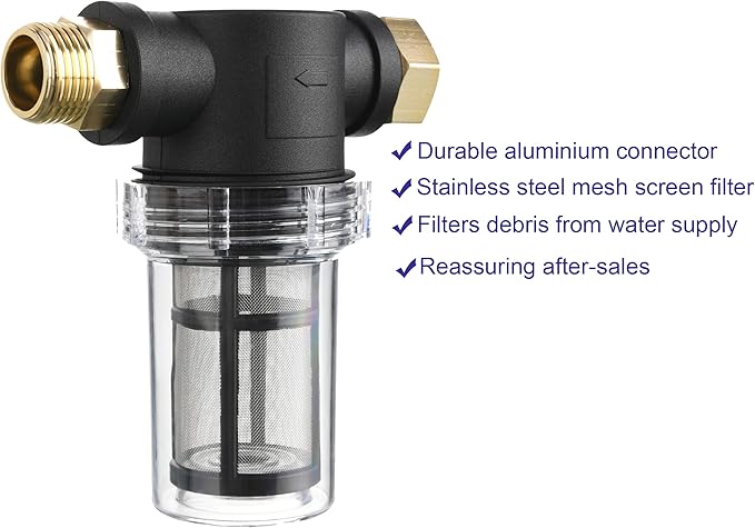 M MINGLE Garden Hose Filter for Pressure Washer inlet Water, Inline Filter for Sediment, 40 Mesh Screen, Extra 100 Mesh - AquaVibe