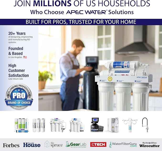 APEC Tankless Reverse Osmosis System, NSF 372 & 58 Certified 3 Stage Water Filtration Bottled Water Quality, High 1K GPD Faucet Flow, Efficient 2:1 Pure to Drain, Space Saving Design