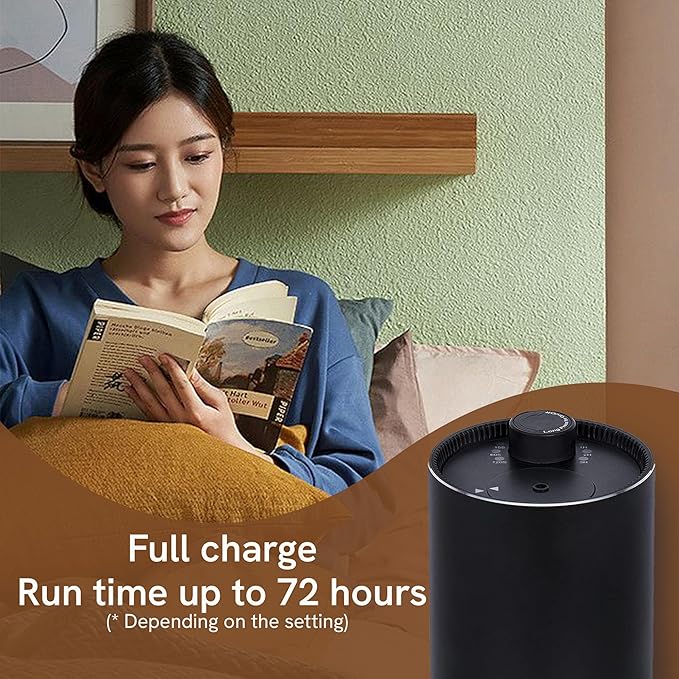 BlueHills Waterless Diffuser Cordless Car Essential Oil Aromatherapy Large Room Portable USB Travel Battery Operated Hotel Home Premium Mini Traveling Diffuser J03 Black