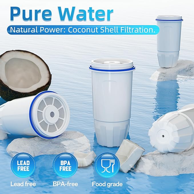 Water Filter Replacement by NUTTUTO Compatible with Zero Pitcher and Dispensers, for ZR-001, ZR-017 ZP-006 ZD-013 ZS-008, Multistage Filtration System to Reduce Lead, TDS, PFOA/PFOS, Chlorine, 4 Packs