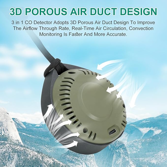 Carbon Monoxide Detectors, Portable CO Detector for Travel, Mini 3-in-1 Carbon Monoxide Monitor with Magnetic Suction, RV CO Alarm Temp/Hum Sensor, Rechargeable CO Monitor 120HR Standby