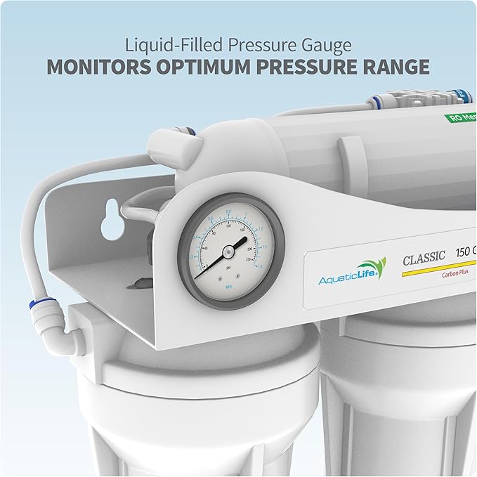 Aquatic Life 4-Stage Hydroponic Reverse Osmosis Water Filter System RO Filtration Unit, High Efficiency, 150 GPD - AquaVibe