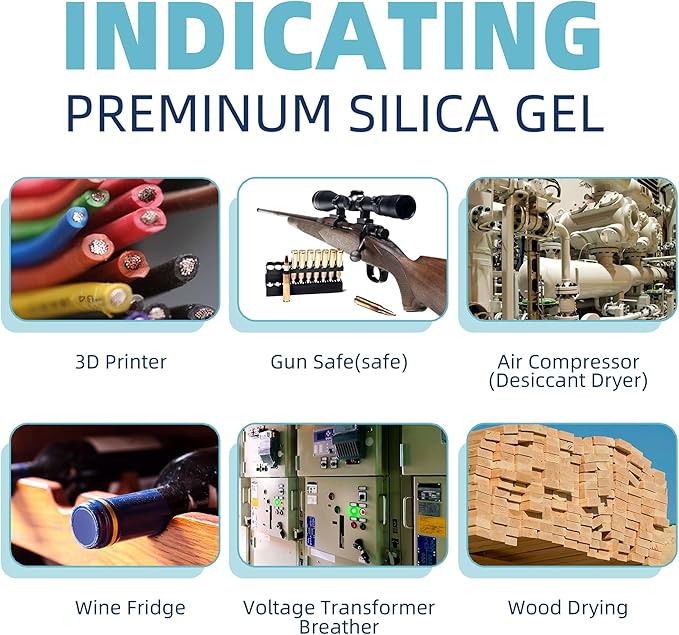 Silica Gel 4LBS, Indicating Silica Beads (Orange to Green), Reusable Silica Gel Desiccant Dehumidifier