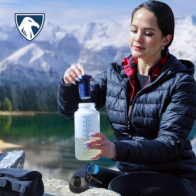 Survivor Filter Bottle - USA Made - Water Purification - Neoprene Case - For Hiking/Camping/Running