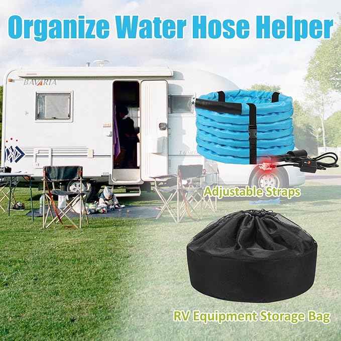 OEBLD Heated Water Hose for Rv (50ft L x 5/8"ID) 4.0 Upgraded Function with Energy Saving Thermostat to Keep Drinking Water Running in down to -45℉, Designed for Campers,with Storage Bag, Anti-Freeze