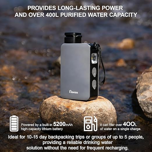 Portable Electric Water Filter Pump, 0.01 Micron Outdoor Camping Water Purifier, Water Filtration System Survival for Hiking, Camping, Travel and Emergency.