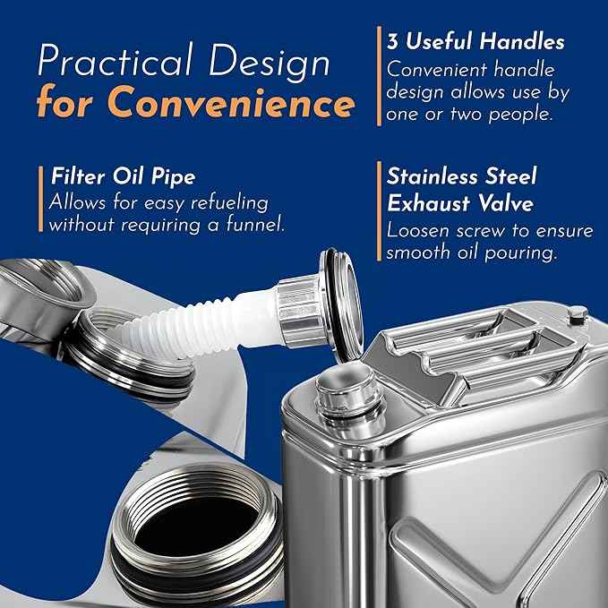 Stainless Steel Water Container for Camping - 5 Gallon Hydration Metal Tank Jug - Heavy Duty Durable Portable Water Storage Can for Camping Outdoors