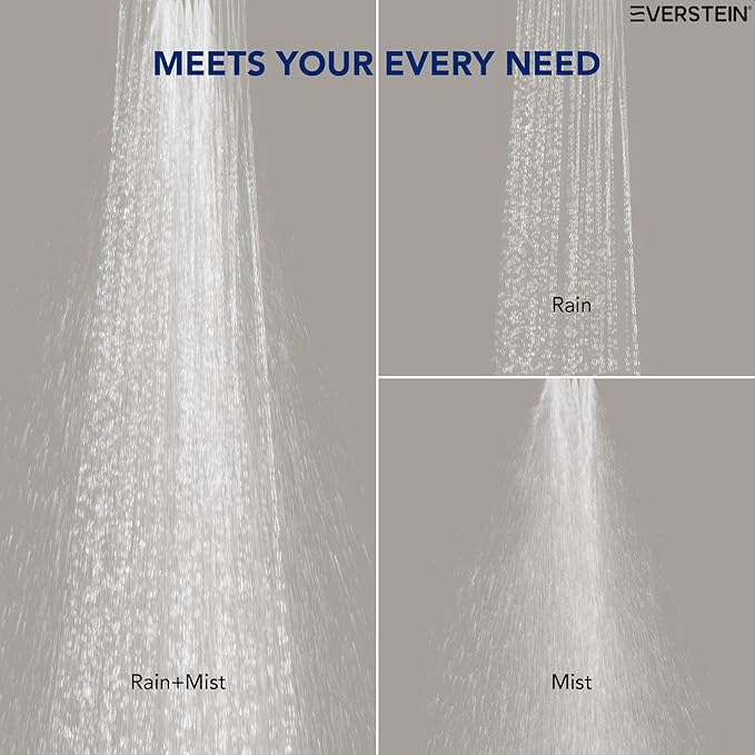 EVESTEIN Adjustable Hand Held Shower with Slide Bar, 3-Function Handshower Head with Hose, Matte Black