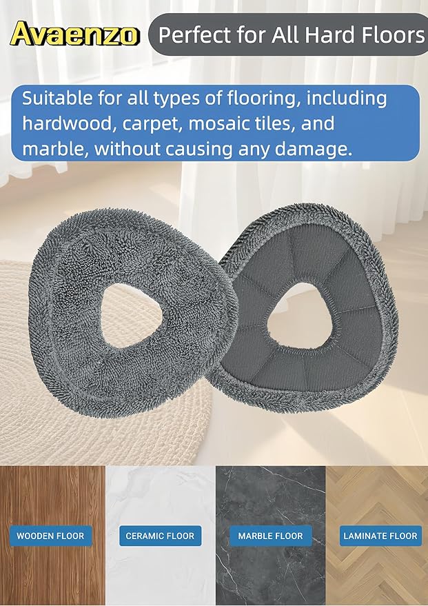 6 Pack Replacement Mop Pads Compatible with Narwal Freo X Z Ultra Z10 Freo Pro J3 J4 YJCC012 YJCC015 Ultra-fine Resuable Mop Cloth Robot Vacuum Cleaner Accessories, Grey - AquaVibe