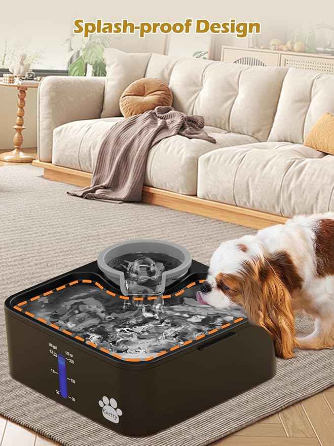 Kastty 2 Gallon Dog Water Fountain Ultra Large/Wide Pet Fountain BPA-Free Premium Dog Water Bowl Dispenser with 5 Filtration Safe Pump& LED Shortage Reminder, Large Dogs Cats& Multi-Pet Home FS55