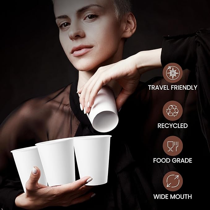 12 oz[1000 Count] White Coffee Cups - Disposable Paper Cups for Hot and Cold Beverages - Water, Juice, or Tea, Compostable and Travel-Friendly For Home, Store and Café