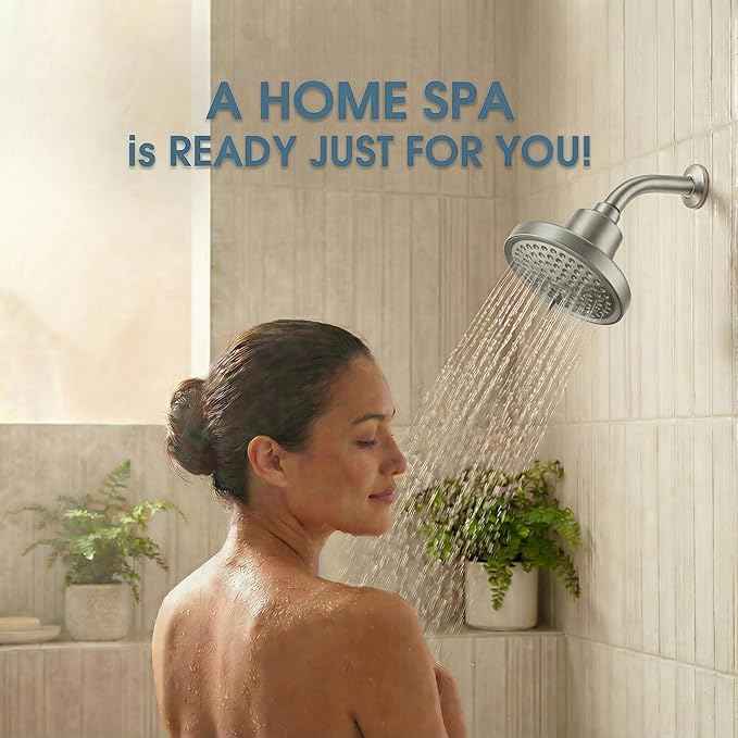 Fixed Shower Head ＆ Filter COMBO ! Anti - Chlorine Hard Water Filtered Shower Heads- 7 Sprays High Pressure Showerheads with 25 Stage Filtration (Brushed Nickel)