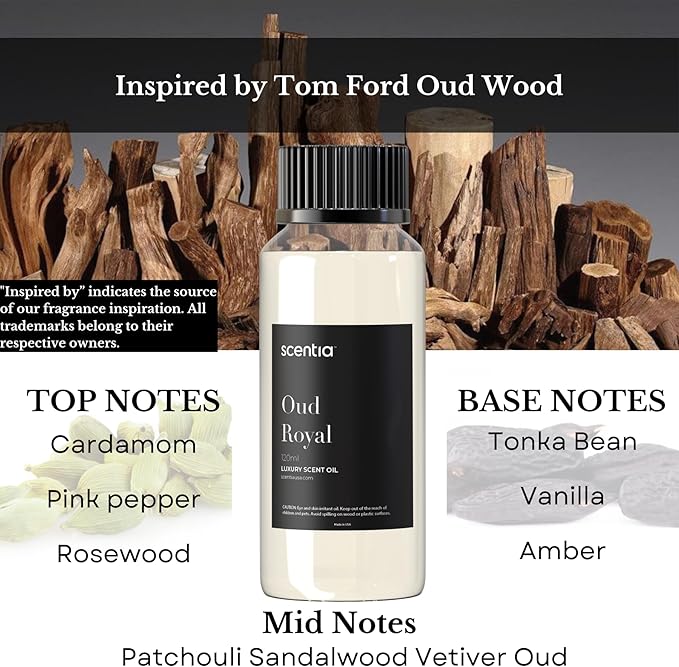 Oud Royal Hotel Diffuser Oil 120 ml | Oud Royal for Scent Diffuser | Luxurious Aroma, Niche Scent, Cardamom, Rosewood & Oud | 120ml Aromatherapy Fragrance
