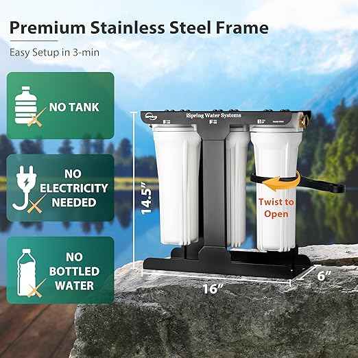 iSpring 3-Stage RV Water Filter System, Removes Over 99% PFAS, Bacteria and Viruses, Reduces Chlorine, Lead, Odor, and Sediment, Leak-Free Brass Fittings, External Mounting Bracket, Model: CW31-PFBV