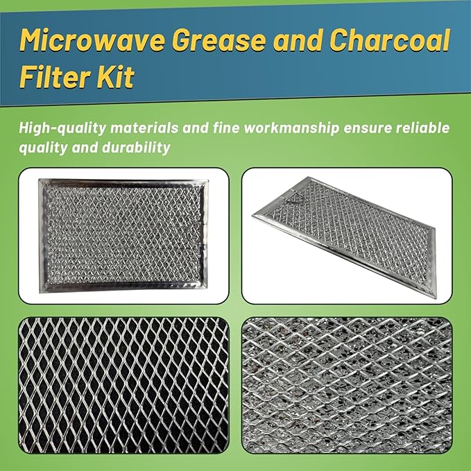 Microwave Charcoal and Grease Filter Kit Fit for GE Oven JVM6175EK5ES JVM6172SK5SS JVM6175SK5SS JVM6175YK5FS 3Pcs Silver