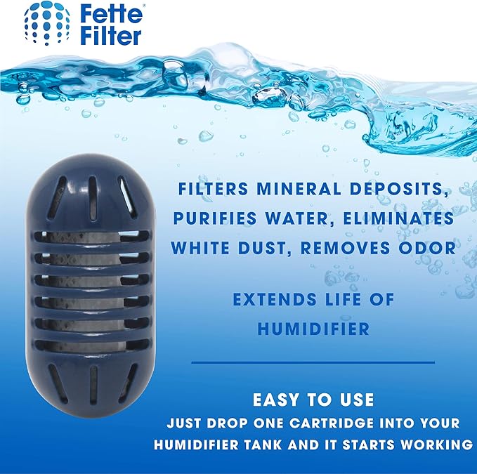 Fette Filter - Ultrasonic Demineralization Humidifier Replacement Cartridges Filters Mineral Deposits, Purifies Water (Pack of 6)
