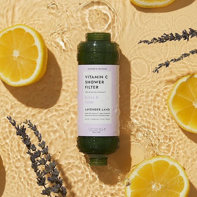 VOESH Vitamin C Shower Filter, Lavender Land, Shower Aromatherapy, Water Purifier, Water Softener, Vegan Probiotics, Spa Shower Head, Water Filter, Shower Self-Care