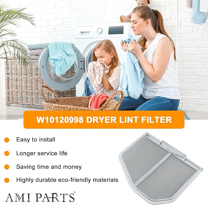W10120998 Dryer Lint Screen Filter Replacement Part by AMI PARTS - Compatible with Whirlpool, Kenmore, Roper & Sears Dryers