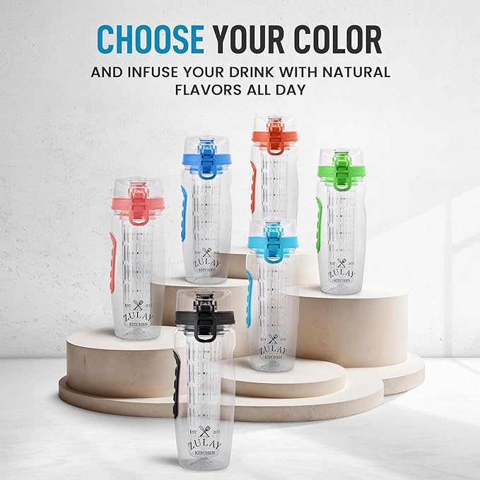Zulay Fruit Infuser Water Bottle - 34oz - Leakproof With Full-Length Infusion Rod - Men Women's Ideal Fitness Gift Or For Gym, Camping