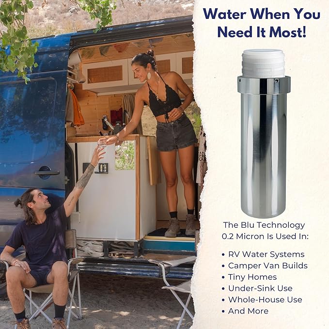 GoBluTech 10-Inch RV Water Filter Recharge Pack for AR3 XLT-2.5” x 10” for RV Water Filter System, 0.2 Micron High Flow, Granular Activated Carbon “Tasty”, and Sediment “Longevity” - US Veteran Owned