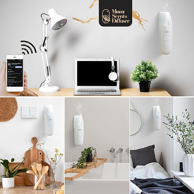 Plug in Wall Waterless Diffuser + Elixir Hotel Essential Oils 4 Fl Oz Included Coverage Up to 500 SqFt Smart Bluetooth App Control Scent Air Machine for Home, Office and Spa Ideal for Aromatherapy.