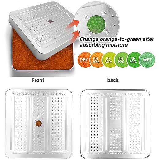 3 Packs 500 Gram Desiccant Canisters, Indicating & Rechargeable Gun Safe Dehumidifier, Portable Desiccant Canister, Silica Gel Moisture Absorber for Storage