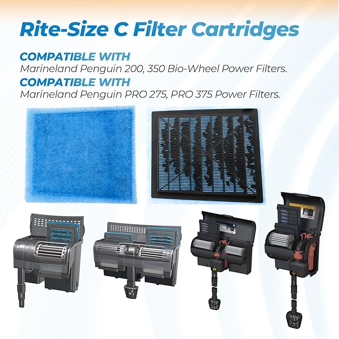 ANTOBLE 12 Pack Rite-Size C Filter Cartridges Fish Tank Aquarium Filters Compatible with Marineland Penguin 200 350 PRO 275 375 Bio-Wheel Power Filters - AquaVibe