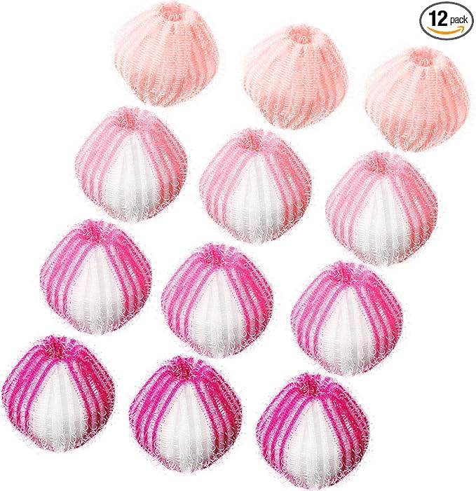 Blulu 12 Pieces Pet Hair Remover for Laundry Dryer Balls Reusable Washing Machine Hair Catcher Pet Dog Cat Catcher Lint Remover (Pink Set)