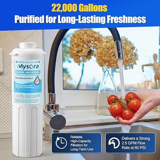 Under Sink Water Filter System Compatible with PUREPLUS WFC5300A, 22000 Gallons High Capacity 3 Year Filtered Water Filtration System for Kitchen Sink, RV, Removes Lead, Chlorine and Odor