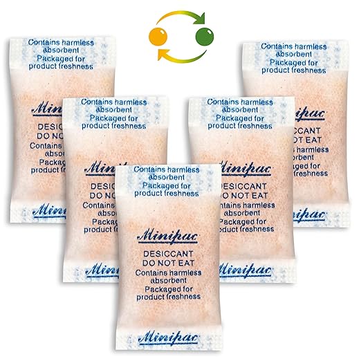 LotFancy Silica Gel Packets, 300 Packs 0.5 Gram, Indicating Desiccant Dehumidifier Packets, Moisture Absorber Bags for Spices Jewelry Shoes