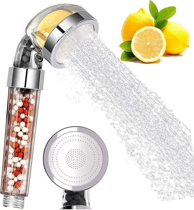 High Pressure Shower Head, Vitamin C Filter Shower Head, Water Saving Handheld Head Shower Chlorine & Fluoride Filter Helps Dry Skin & Hair Loss (Vitamin C Shower Head)