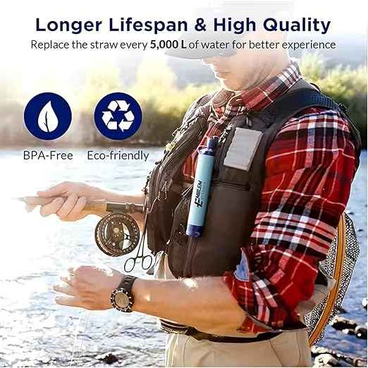 Portable Water Filter for Emergencies, Hiking, Camping, Travel, and Disaster Preparation (4 Pack)