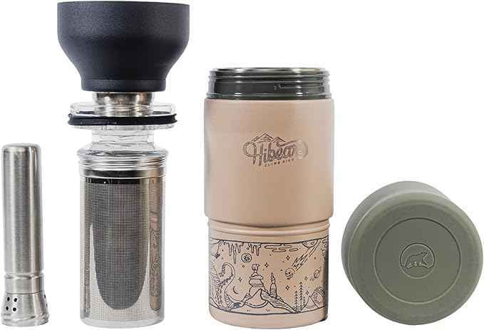 HIBEAR 32oz All-Day Adventure Flask - As Seen on Shark Tank - The Insulated Multi-Tool of Beverage Bottles - Craft Pourover, Cold Brew, Tea, Water Infusion, Wine Decanting, Hydration.
