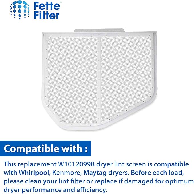 W10120998 Dryer Lint Screen Filter Replacement Part Compatible with Whirlpool Kenmore Maytag Roper Dryers - Replaces W10049360 PS1491676 8066170 W10049370 AP3967919 W10596627 2 QTY