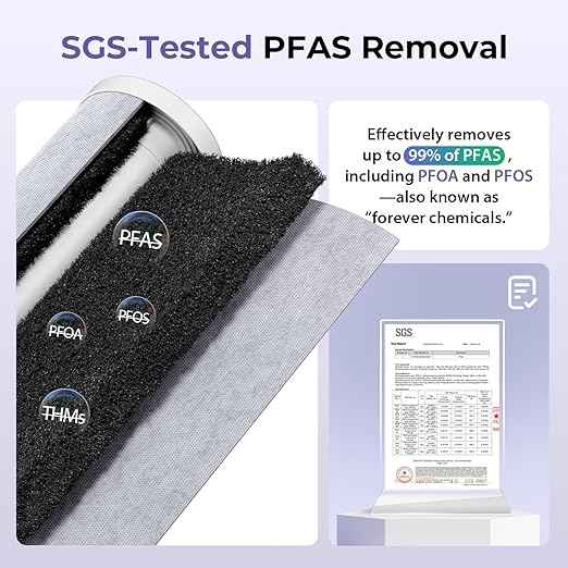 iSpring 3-Stage Whole House Water Filter System, SGS-Tested to Remove Up to 99% PFAS, Reduces Scale, Heavy Metals, Corrosion, Lead, Chlorine, 10” x 4.5” Filters, 1” NPT Ports, Model: WGB31B-PFKDS
