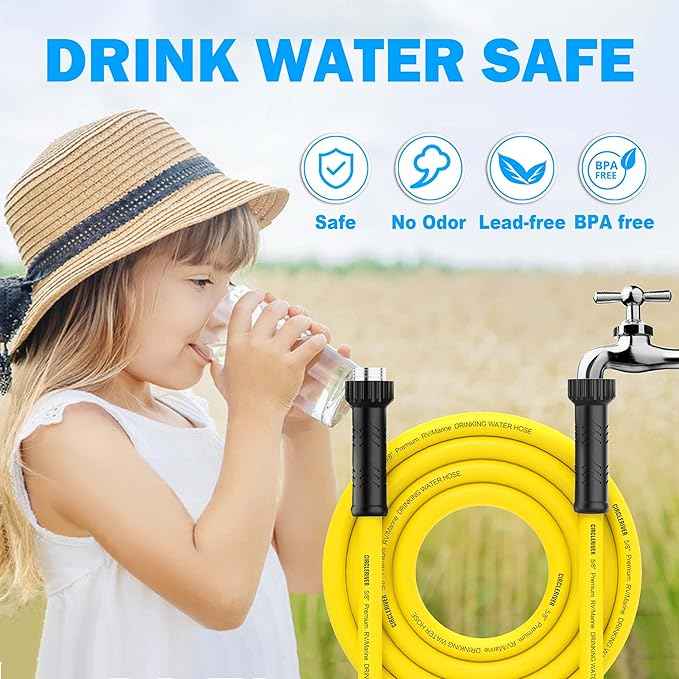 RV Drinking Water Hose 15FT with Storage Bag, 5/8" Premium Fresh Water Hose for RV, Camping, Marine, Trailer and Truck, BPA Free, Anti-Kink and Leak-Free, Drinking Water Safe