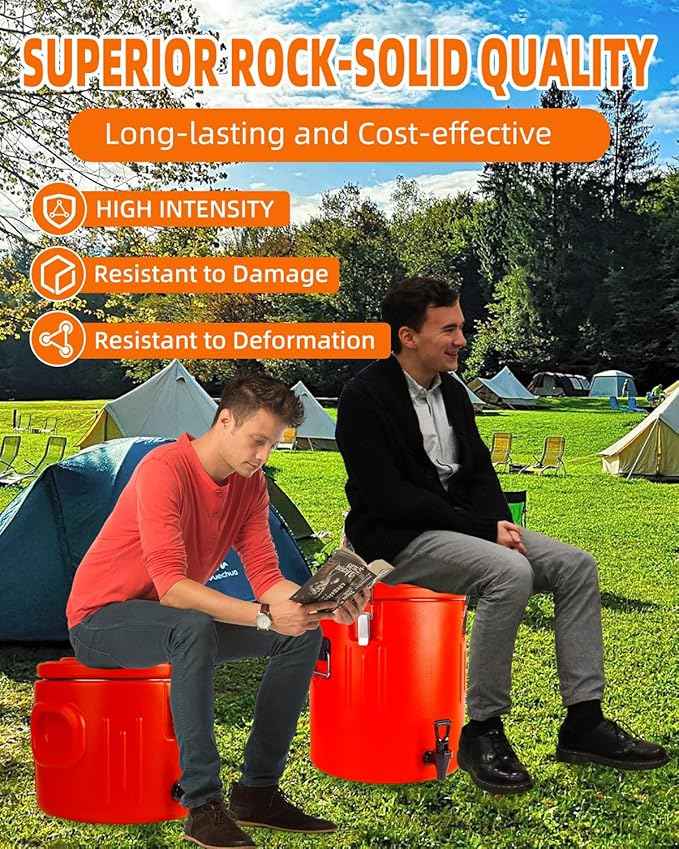 Insulated Beverage Dispenser 6.5 Gallon, Hot Drink Dispenser with 304 Stainless Steel Interior & Spout, Outdoors Water Jug for Camping Party