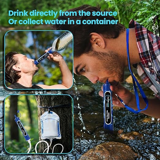 Filters-Clean Survival Water Filter Straw – 0.1 Micron Portable Personal Water Filter, 4,000L (1,056 Gallon) Capacity – Removes 99.9999% Bacteria & Protozoa – Hiking, Camping & Emergency Preparedness