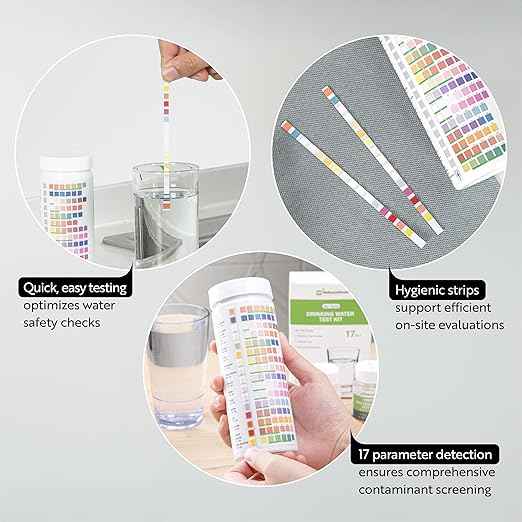 Restaurantware Instant Multiple-Use Water Test Kit 100 Count 17-in-1 Water Test Kit, 2 Bacteria Tests, For Tap & Well Water, Chlorine Testing Strips, Tests For Lead, Bacteria, Hardness, Fluoride