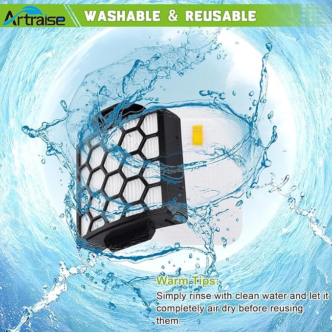 Artraise Filter Replacement for Shark NV255 NV251 NV151 ZU62 ZU60 ZU51 Navigator Zero-M Self-Cleaning Brushroll Pet Pro Vacuum, Part #1238FT60 & 1239FT60, 2 HEPA Filters 6 Foam 6 Felt Kit (Black) - AquaVibe