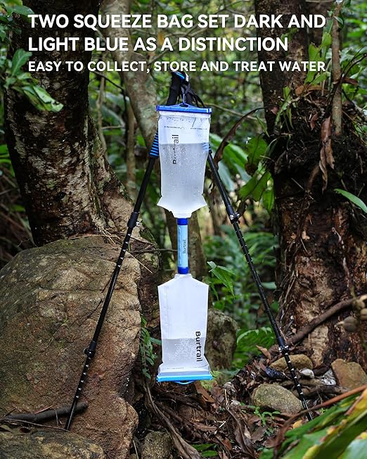 Squeeze Water Bag Compatible with Squeeze Water Filtration System,Foldable Squeeze Bag for Survival Water Filter Straw,2L Durable TPU Material Water Container,Pack of 2