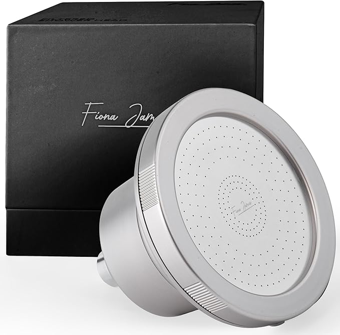 Fiona James Filtered Shower Head – High Pressure Shower Filter for Hard Water, Chlorine Removing, 20-Stage Filtration for Healthy Hair & Skin (Brushed Nickel)