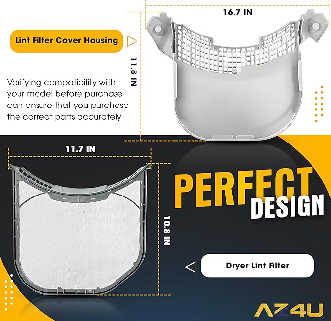 Dryer Lint Filter Screen And Lint Trap Cover Housing Replaces For LG DLG3051W DLG3171W DLGX3471V DLGX3471W DLGX3571V DLGX3251W DLGX3876W DLG3181W DLG3501W DLG3401W DLG3601W DLG3461W DLG2602W DLGX3901W - AquaVibe