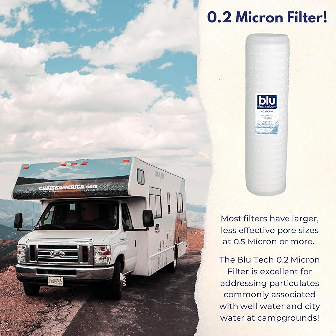 GoBluTech 10-Inch RV Water Filter Recharge Pack for AR3 XLT-2.5” x 10” for RV Water Filter System, 0.2 Micron High Flow, Granular Activated Carbon “Tasty”, and Sediment “Longevity” - US Veteran Owned