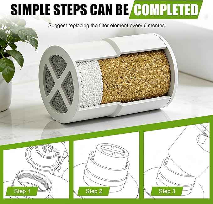 Replacement Filter for JOLIE Shower Head, Compatible with JOLIE Shower Filter Cartridge, Reduces Chlorine, Heavy Metals & Impurities, Softens Skin & Hair 3-Pack