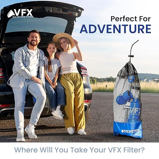 VFX All-in-One Portable Water Filter – Survival Water Purifier for Camping, Hiking, Backpacking, and Emergency Preparedness with Gravity System
